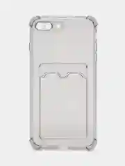 Тёмно-серый чехол iPhone  7 Plus, 8 Plus с карманом для карт, прозрачный