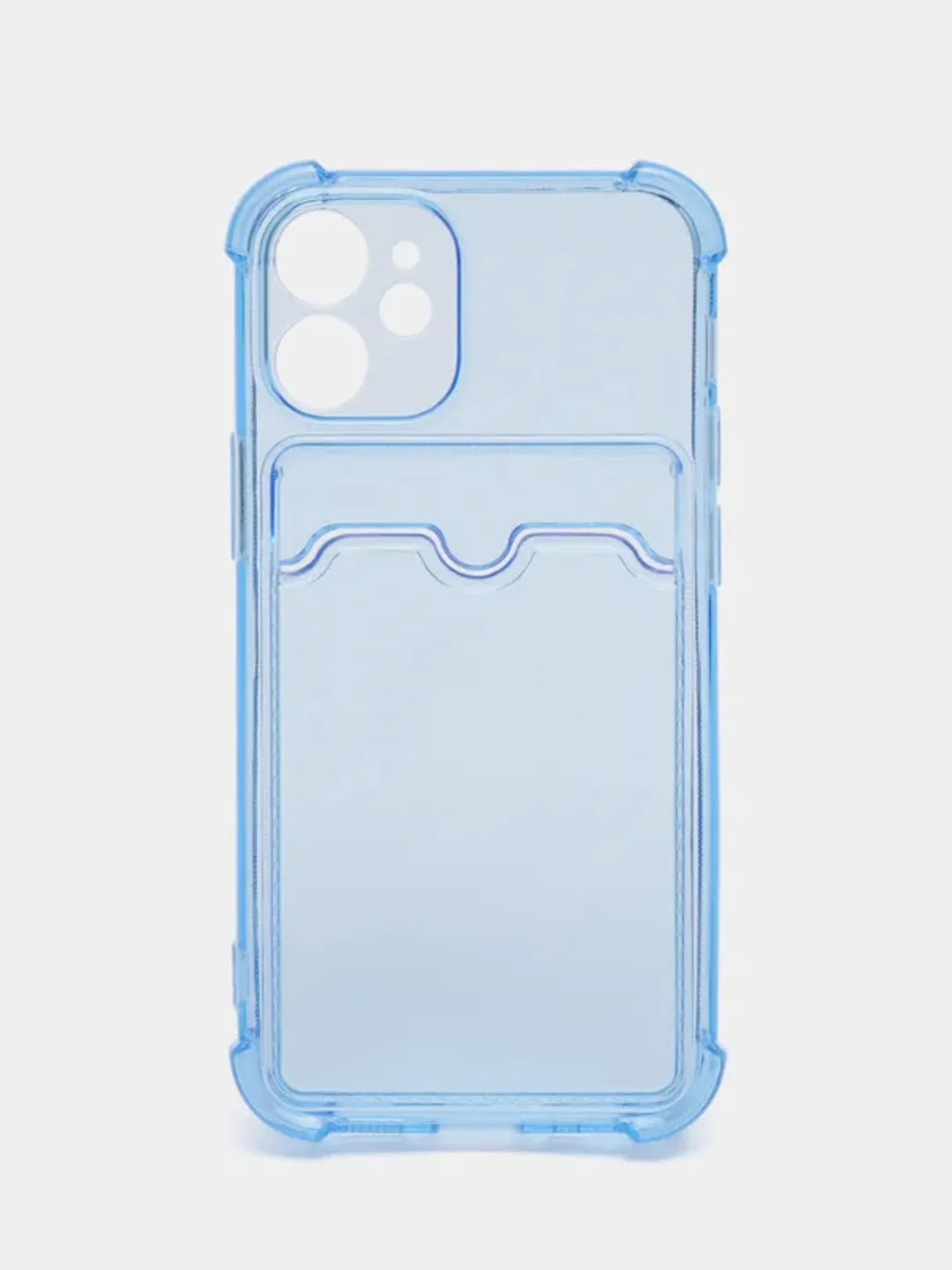 Синий чехол для iPhone 11 с карманом для карт, прозрачный