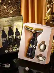 Черный массажер для лица и шеи, лифтинг вибромассажер 3в1