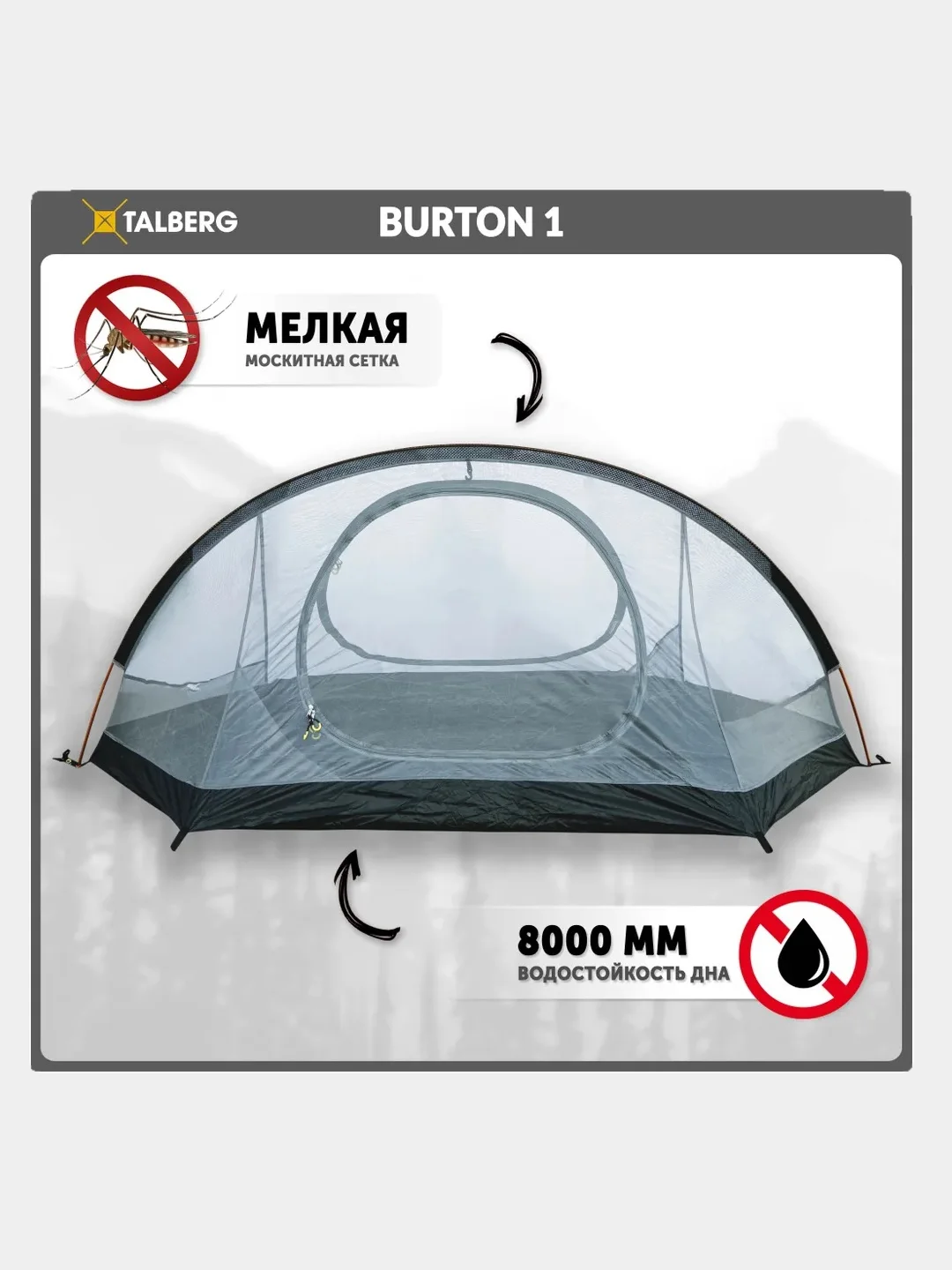 Палатка туристическая Talberg BURTON 1, цвет: зеленый