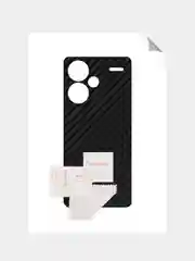 Черный защитная пленка для Xiaomi Redmi Note 13 Pro+ (Plus) под карбон на заднюю часть,кожу,назад