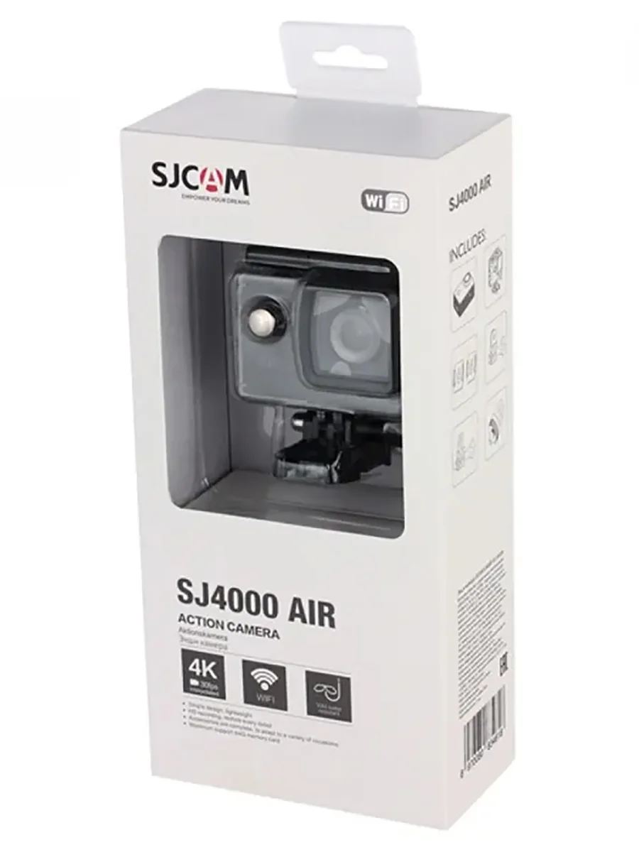 Экшн-камера SJCAM SJ4000 Air черная с креплением, водонепроницаемая 4K Ultra HD