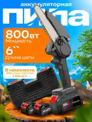 Пила цепная аккумуляторная / сучкорез с 2 аккумуляторами 6 дюймов
