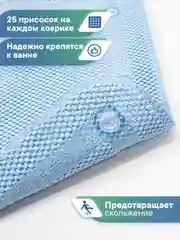 Голубой коврик для ванны с присосками "Лотос" 43х90 см ВИЛИНА