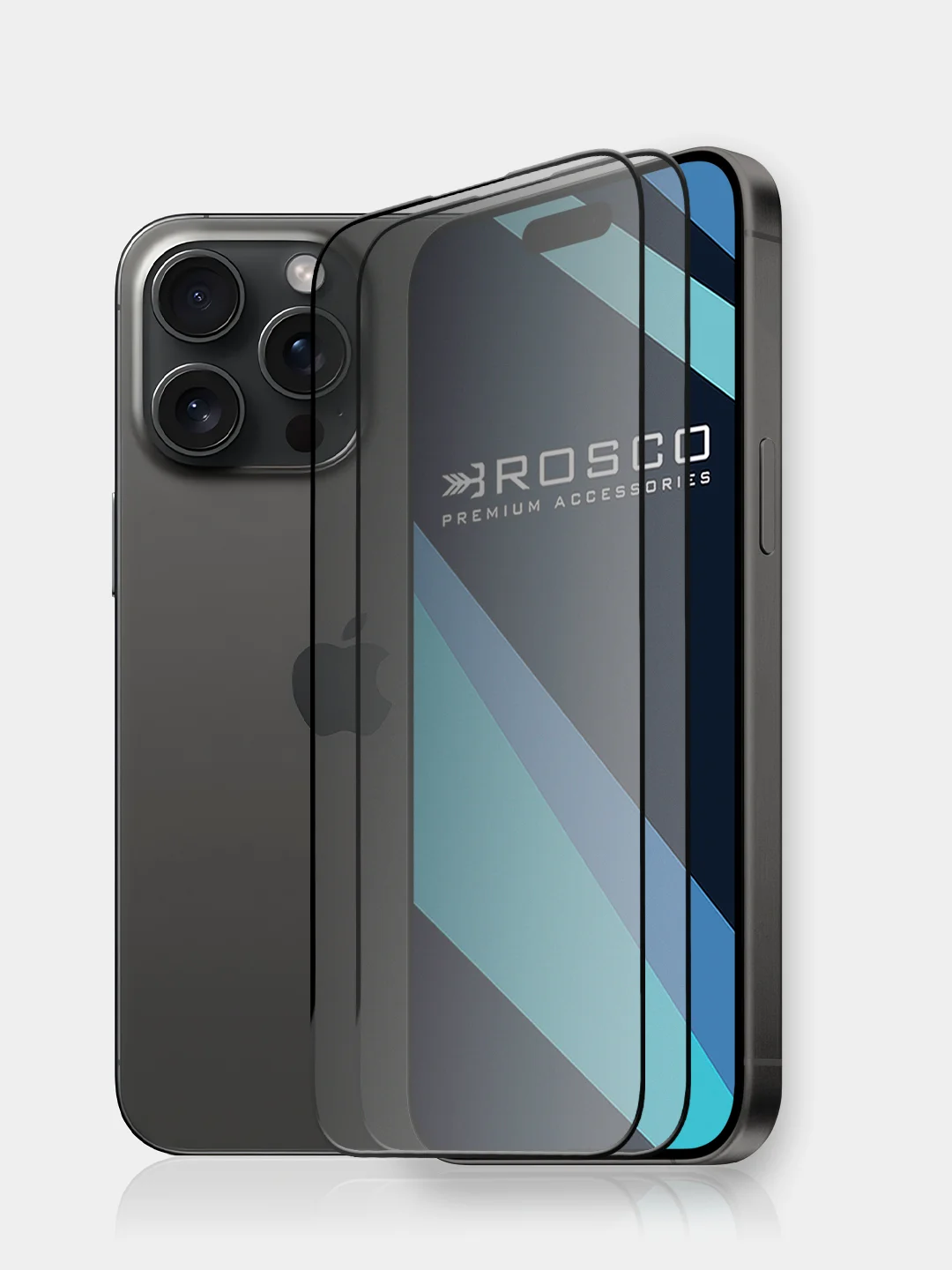 Белый стекло для iPhone 15 Pro защитное ROSCO олеофобное покрытие, матовое, антишпион с рамкой