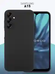 Черный чехол для Samsung Galaxy A15 силиконовый Rosco матовый / прозрачный тонкий с защитой камер