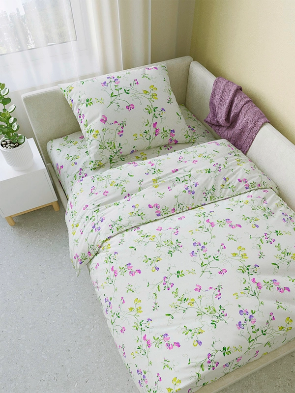 Постельное белье Milky Garden "Горошек" 1,5-сп с классической простыней, сатин