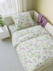 Постельное белье Milky Garden "Горошек" 1,5-сп с простыней на резинке, сатин