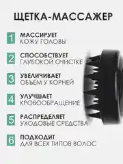 Черный щетка-массажер силиконовый для кожи головы, для мытья волос , антистресс "Кактус"