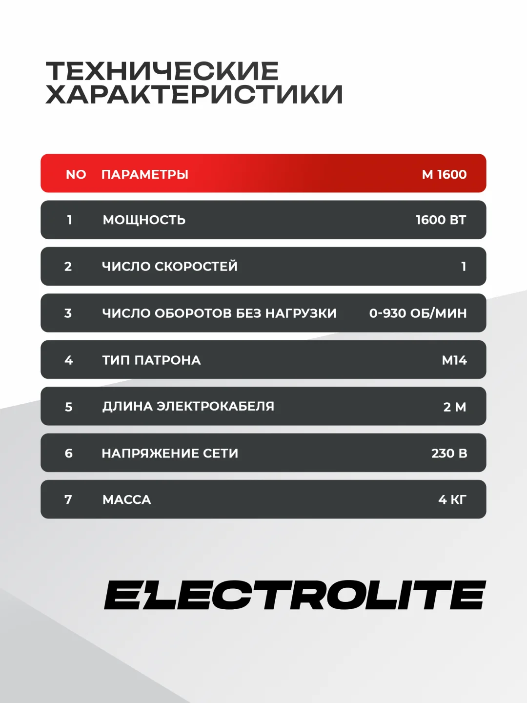 Миксер строительный ELECTROLITE М 1600 ( 1600 Вт, 1 скорость, 1 венчик, медная обмотка )