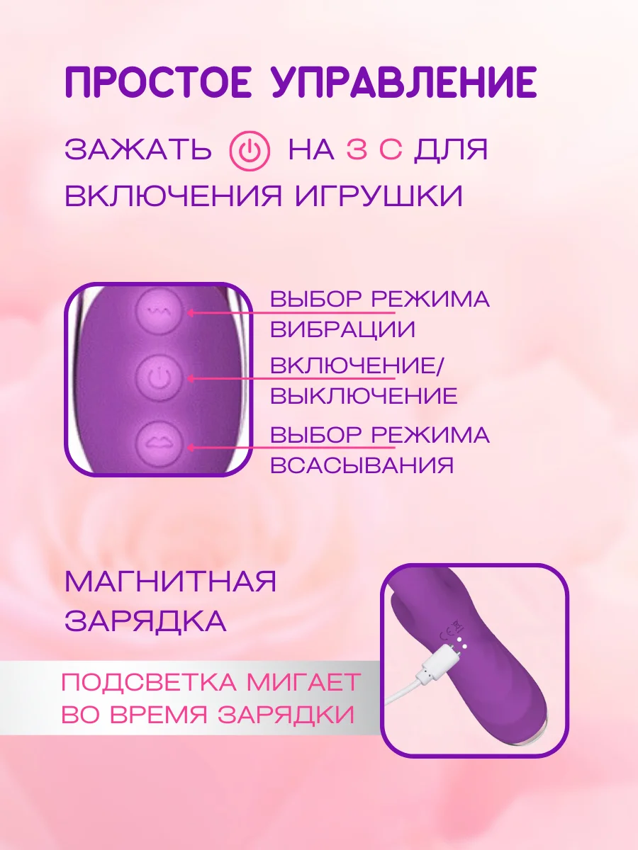 Вибратор с вакуумной присоской клитора (20 режимов)