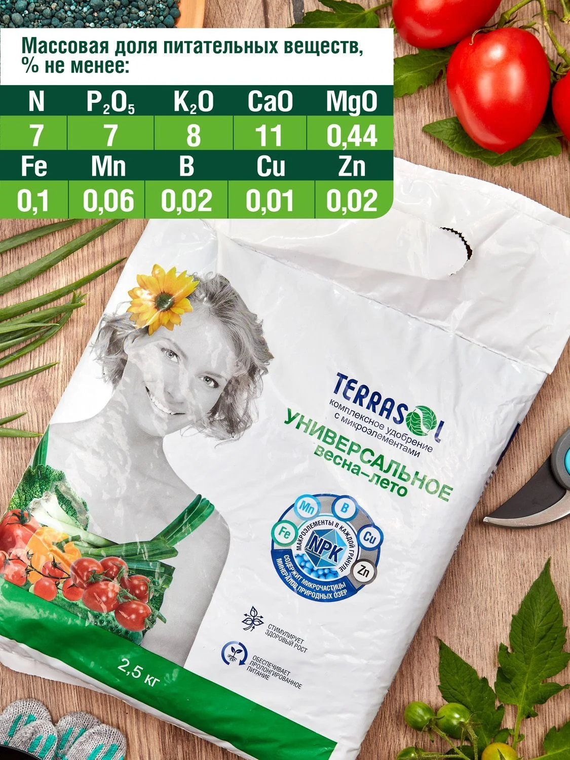 Удобрение сухое Террасол минеральное Весна-Лето с микроэлементами 2,5 кг