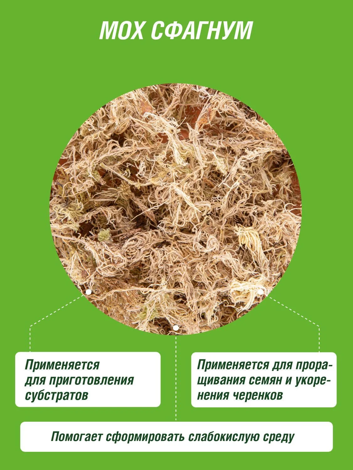 Мох Сфагнум Фаско Цветочное счастье дойпак 1л