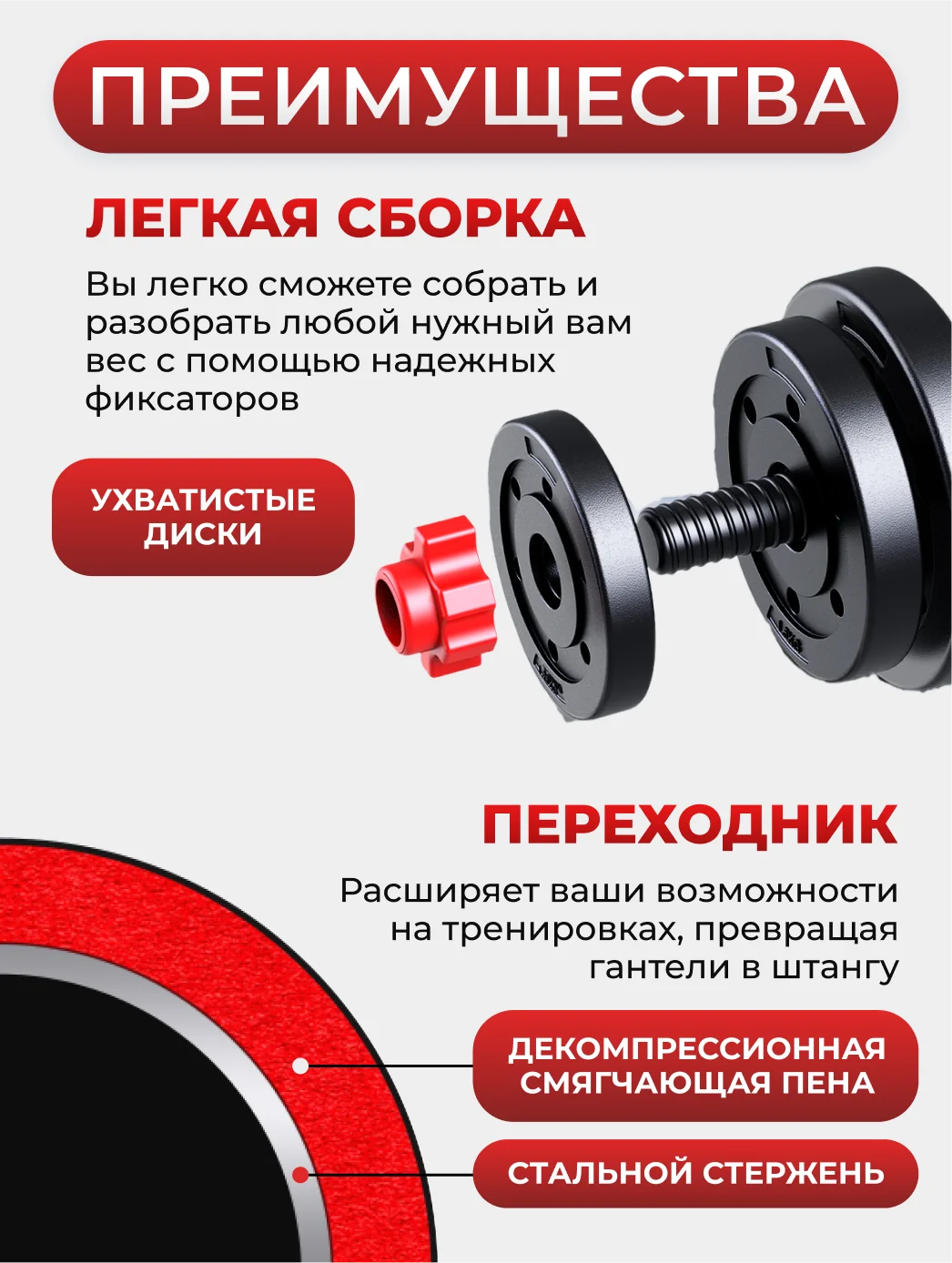 Разборные гантели ATHLETIC, 12 кг, 2 штуки, модель 2
