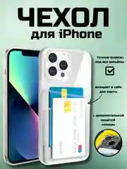 Чехол на айфон (iPhone) 11/12/13/14/15/ 7/8/ Pro Max Plus /XR/XS, силиконовый для карт