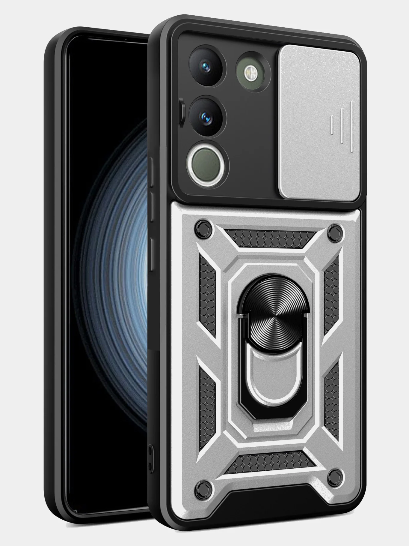 Серебряный чехол противоударный armors для Vivo V29E / Виво В29Е с защитой камеры