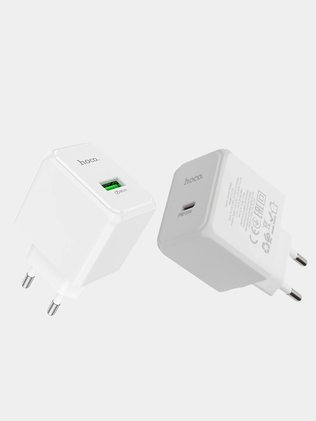 Белый сетевое зарядное устройство Hoco CS с быстрой зарядкой QC 3.0 / PD 20W