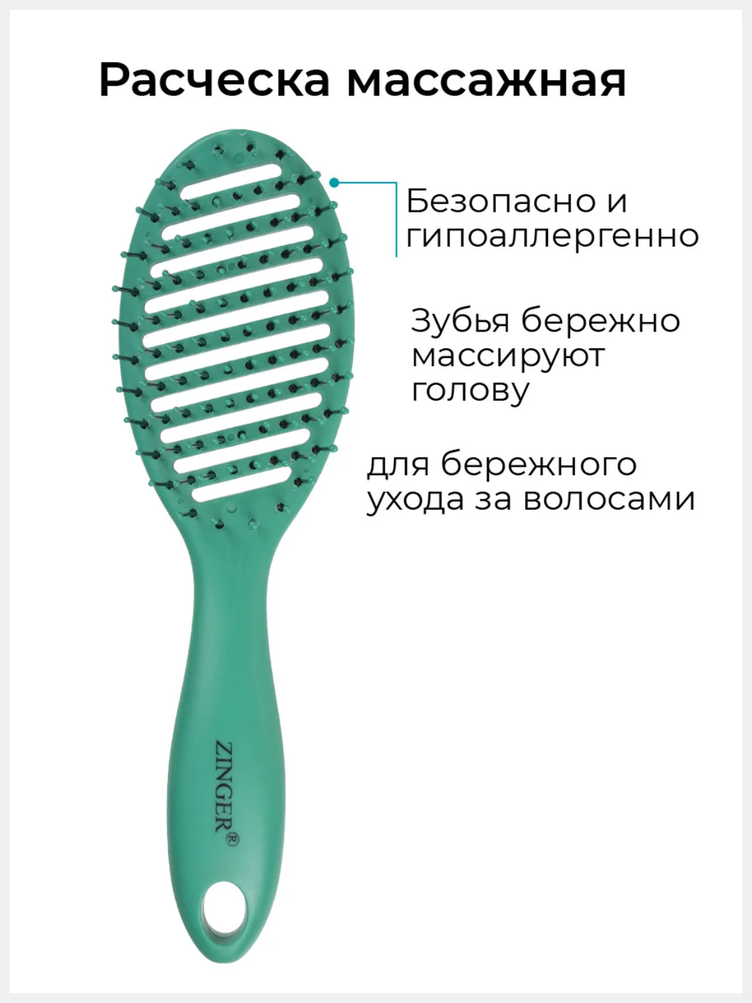 Расческа Zinger OS-5037 бирюзовый, для мокрых и сухих волос