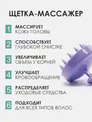 Пурпурный щетка-массажер силиконовый для кожи головы, для мытья волос , антистресс "Кактус"