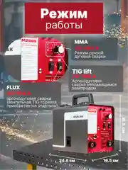 Полуавтомат сварочный ASILAK M2005 (230В 20-180 А 80В FLUX/MMA/TIG LIFT), AS1570-6