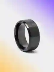 Черный кольцо стальное, обручальное, широкое, 8 мм