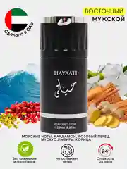 Черный дезодорант мужской, парфюмированный, спрей, 250 мл