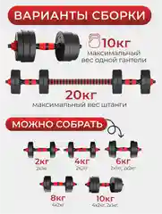 Гантели трансформер разборные 20 кг, 2 шт по 10 кг