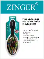 Расческа массажная Zinger CH-16-2 черная с цветными зубьями антистатическая