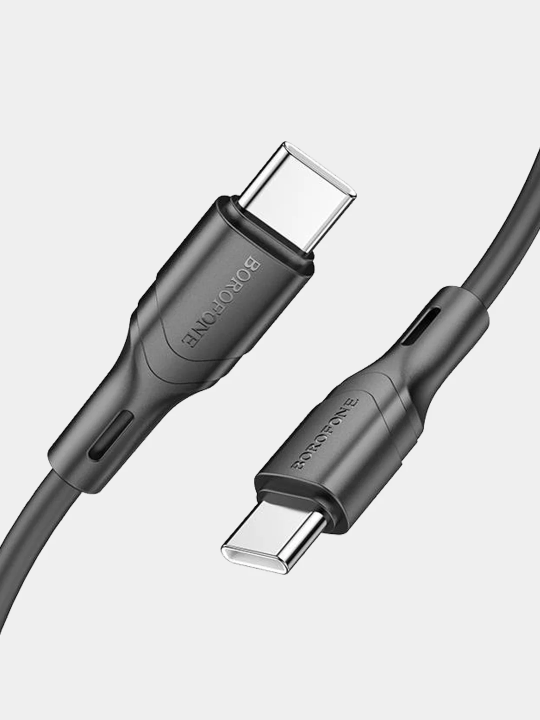 Черный кабель Type-C - Type-C BOROFONE BX99, PD60W 1м силиконовый быстрая зарядка