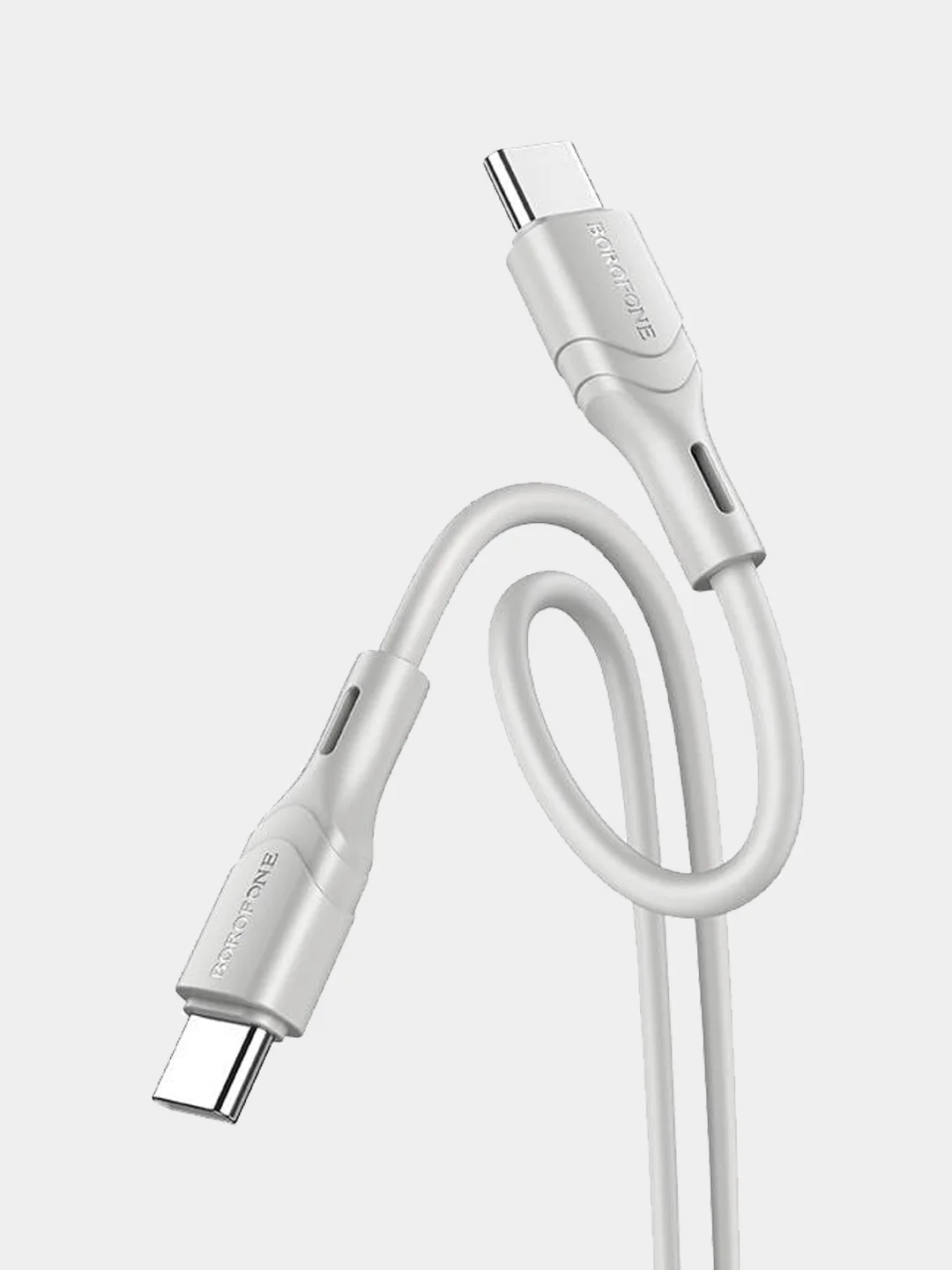 Серый кабель Type-C - Type-C BOROFONE BX99, PD60W 1м силиконовый быстрая зарядка