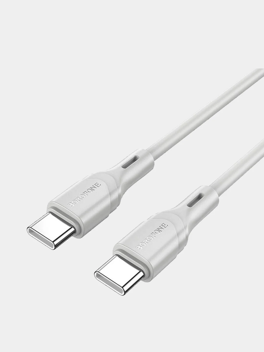 Серый кабель Type-C - Type-C BOROFONE BX99, PD60W 1м силиконовый быстрая зарядка