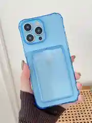 Голубой чехол iPhone, Айфон 6, 7, 8, XS, 11, 12, 13, 14 Про Макс, Pro Max, Plus, с карманом карт