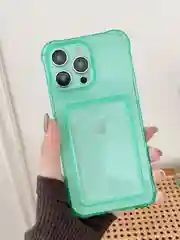 Зеленый чехол iPhone, Айфон 6, 7, 8, XS, 11, 12, 13, 14 Про Макс, Pro Max, Plus, с карманом карт