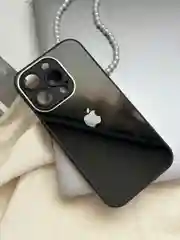 Черный чехол для iPhone 15, 15 Plus, 15 Pro, 15 Pro Max, со стеклянной панелью и защитой камеры