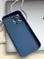 Синий чехол для iPhone 15, 15 Plus, 15 Pro, 15 Pro Max, со стеклянной панелью и защитой камеры