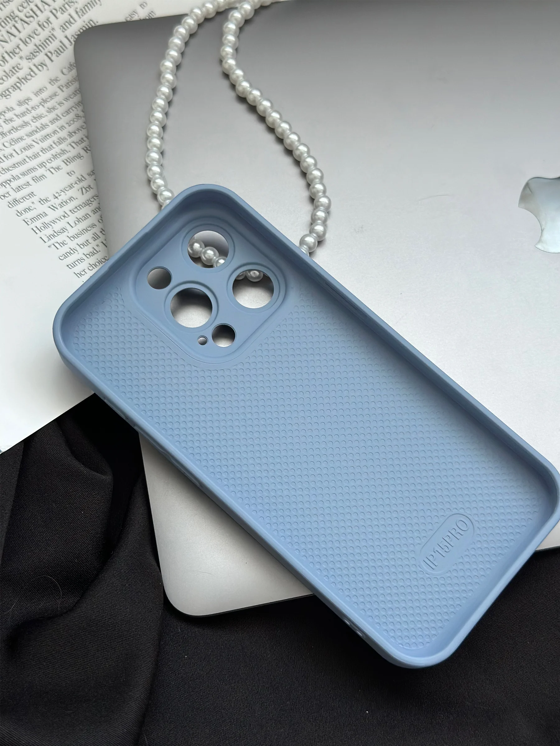 Небесно-голубой чехол для iPhone 15, 15 Plus, 15 Pro, 15 Pro Max, со стеклянной панелью и защитой камеры