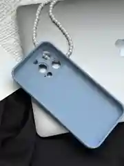 Небесно-голубой чехол для iPhone 15, 15 Plus, 15 Pro, 15 Pro Max, со стеклянной панелью и защитой камеры