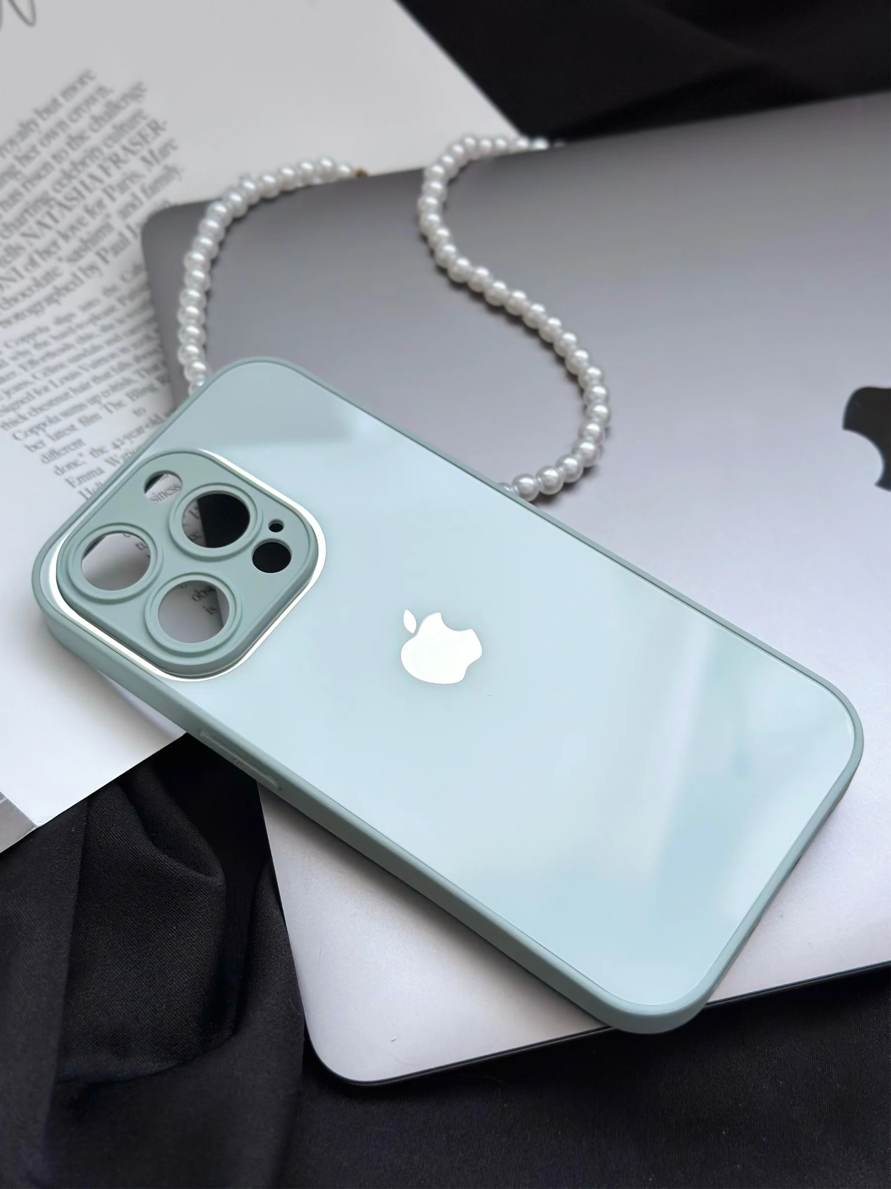 Ледяной чехол для iPhone 15, 15 Plus, 15 Pro, 15 Pro Max, со стеклянной панелью и защитой камеры