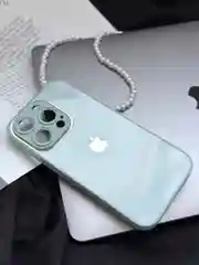 Ледяной чехол для iPhone 15, 15 Plus, 15 Pro, 15 Pro Max, со стеклянной панелью и защитой камеры