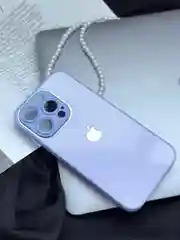 Лавандовый чехол для iPhone 15, 15 Plus, 15 Pro, 15 Pro Max, со стеклянной панелью и защитой камеры