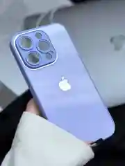 Лавандовый чехол для iPhone 15, 15 Plus, 15 Pro, 15 Pro Max, со стеклянной панелью и защитой камеры