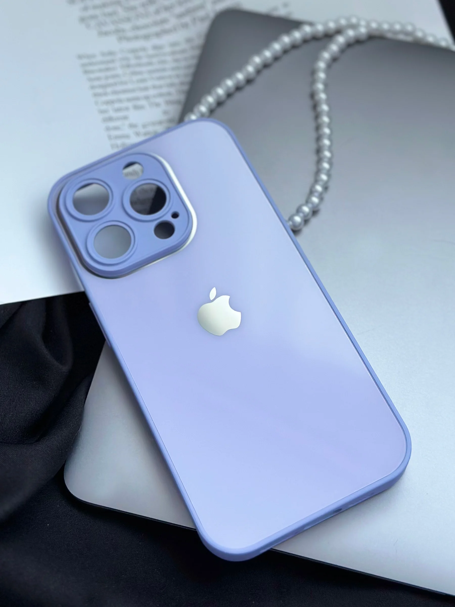 Лавандовый чехол для iPhone 15, 15 Plus, 15 Pro, 15 Pro Max, со стеклянной панелью и защитой камеры