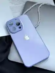Лавандовый чехол для iPhone 15, 15 Plus, 15 Pro, 15 Pro Max, со стеклянной панелью и защитой камеры
