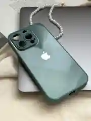 Зеленый чехол для iPhone 15, 15 Plus, 15 Pro, 15 Pro Max, со стеклянной панелью и защитой камеры