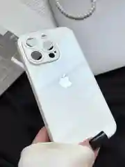 Белый чехол для iPhone 15, 15 Plus, 15 Pro, 15 Pro Max, со стеклянной панелью и защитой камеры