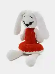 Голубой заяц в платье плюшевый