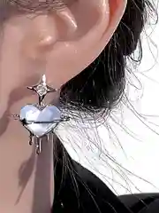 Аметистовый женские серьги - подвески в виде сердца