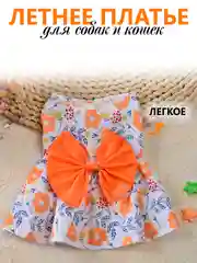 Оранжевый платье для собак и кошек "Лето", праздничный наряд для фотосессий животных