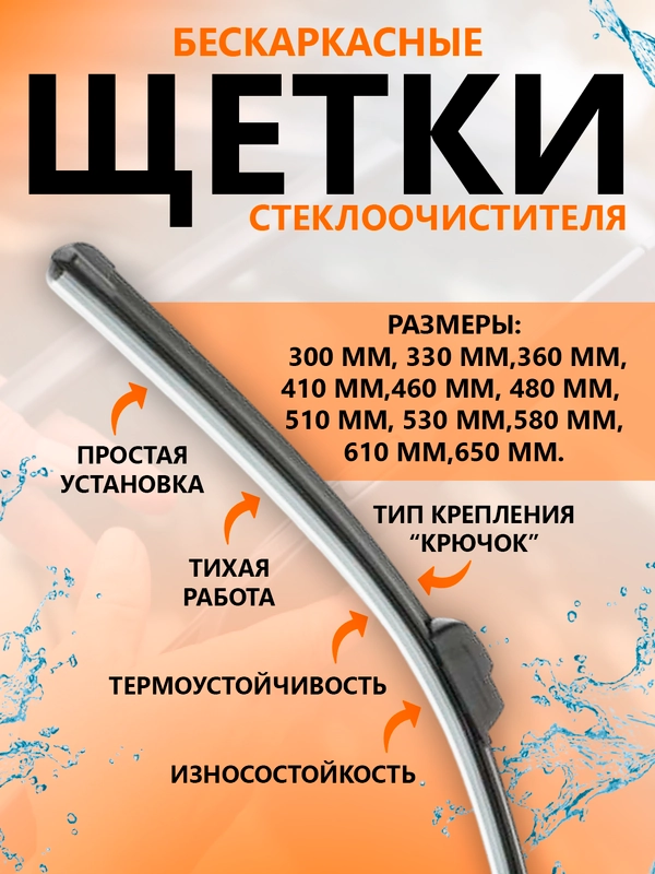 Щетка стеклоочистителя бескаркасная, всесезонная