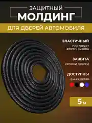 Черный молдинг для защиты кромки дверей с металлической вставкой